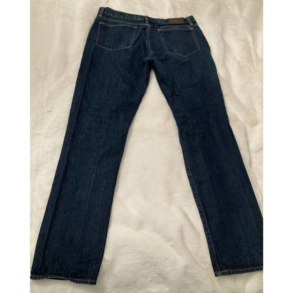 J Crew Mens 33x32  Jeans Straight Fit Mid Rise Dark Wash Blue Denim